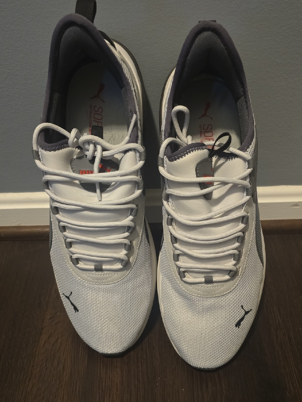 Puma Men’s White and Gray Low-Profile Sneakers